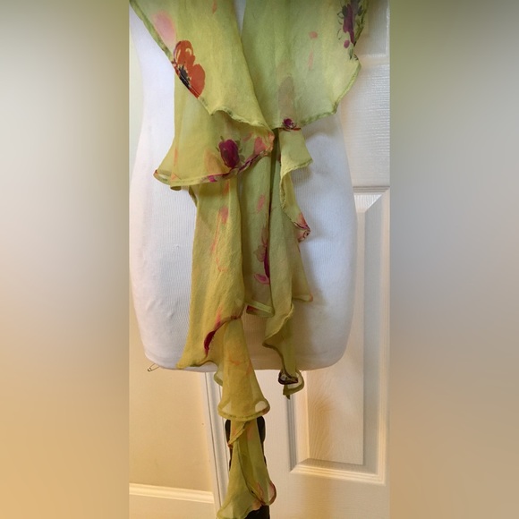 ELIZABETH GILLETT Anthropologie Asymmetrical Floral Roses Silk 100% - Picture 4 of 7